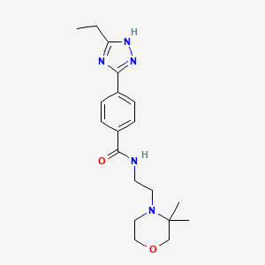 molecular formula C19H27N5O2 B6945739 N-[2-(3,3-dimethylmorpholin-4-yl)ethyl]-4-(5-ethyl-1H-1,2,4-triazol-3-yl)benzamide 