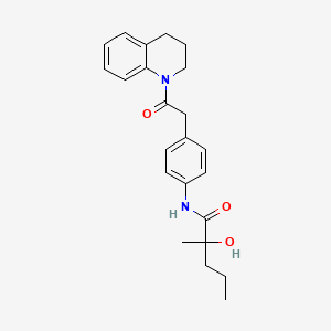 molecular formula C23H28N2O3 B6945742 N-[4-[2-(3,4-dihydro-2H-quinolin-1-yl)-2-oxoethyl]phenyl]-2-hydroxy-2-methylpentanamide 