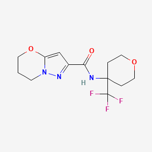 molecular formula C13H16F3N3O3 B6945748 N-[4-(trifluoromethyl)oxan-4-yl]-6,7-dihydro-5H-pyrazolo[5,1-b][1,3]oxazine-2-carboxamide 