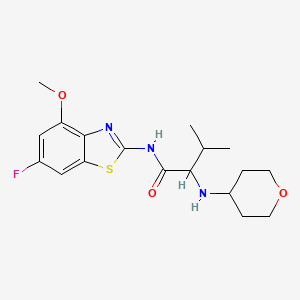 molecular formula C18H24FN3O3S B6945808 N-(6-fluoro-4-methoxy-1,3-benzothiazol-2-yl)-3-methyl-2-(oxan-4-ylamino)butanamide 
