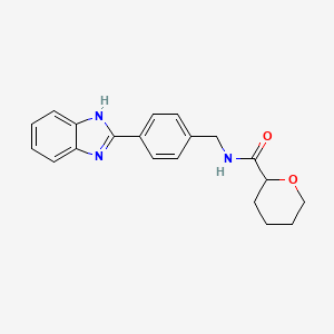 molecular formula C20H21N3O2 B6945843 N-[[4-(1H-benzimidazol-2-yl)phenyl]methyl]oxane-2-carboxamide 
