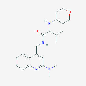 molecular formula C22H32N4O2 B6945903 N-[[2-(dimethylamino)quinolin-4-yl]methyl]-3-methyl-2-(oxan-4-ylamino)butanamide 