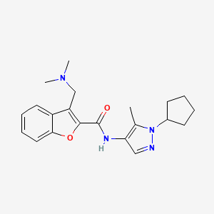 molecular formula C21H26N4O2 B6945922 N-(1-cyclopentyl-5-methylpyrazol-4-yl)-3-[(dimethylamino)methyl]-1-benzofuran-2-carboxamide 
