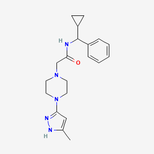 molecular formula C20H27N5O B6945931 N-[cyclopropyl(phenyl)methyl]-2-[4-(5-methyl-1H-pyrazol-3-yl)piperazin-1-yl]acetamide 