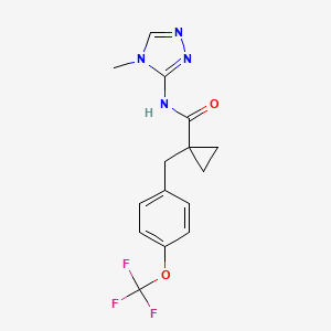 molecular formula C15H15F3N4O2 B6945934 N-(4-methyl-1,2,4-triazol-3-yl)-1-[[4-(trifluoromethoxy)phenyl]methyl]cyclopropane-1-carboxamide 