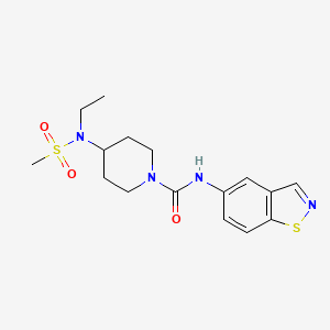 molecular formula C16H22N4O3S2 B6945940 N-(1,2-benzothiazol-5-yl)-4-[ethyl(methylsulfonyl)amino]piperidine-1-carboxamide 