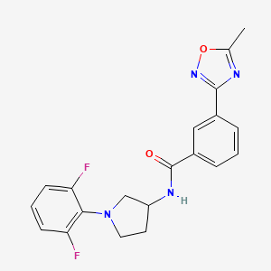 molecular formula C20H18F2N4O2 B6946139 N-[1-(2,6-difluorophenyl)pyrrolidin-3-yl]-3-(5-methyl-1,2,4-oxadiazol-3-yl)benzamide 