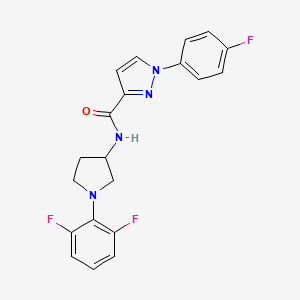 molecular formula C20H17F3N4O B6946190 N-[1-(2,6-difluorophenyl)pyrrolidin-3-yl]-1-(4-fluorophenyl)pyrazole-3-carboxamide 
