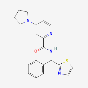 molecular formula C20H20N4OS B6946296 N-[phenyl(1,3-thiazol-2-yl)methyl]-4-pyrrolidin-1-ylpyridine-2-carboxamide 