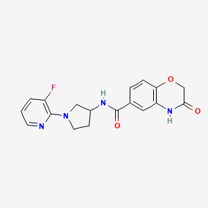 molecular formula C18H17FN4O3 B6946301 N-[1-(3-fluoropyridin-2-yl)pyrrolidin-3-yl]-3-oxo-4H-1,4-benzoxazine-6-carboxamide 
