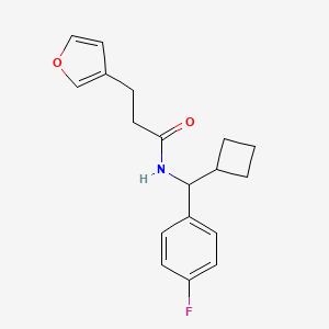 molecular formula C18H20FNO2 B6946322 N-[cyclobutyl-(4-fluorophenyl)methyl]-3-(furan-3-yl)propanamide 