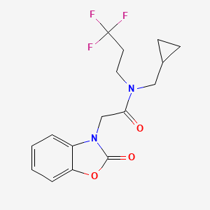 molecular formula C16H17F3N2O3 B6946403 N-(cyclopropylmethyl)-2-(2-oxo-1,3-benzoxazol-3-yl)-N-(3,3,3-trifluoropropyl)acetamide 