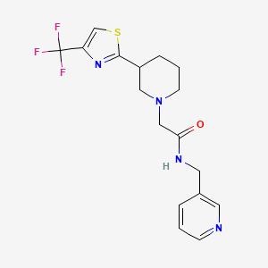 molecular formula C17H19F3N4OS B6946473 N-(pyridin-3-ylmethyl)-2-[3-[4-(trifluoromethyl)-1,3-thiazol-2-yl]piperidin-1-yl]acetamide 