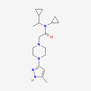 molecular formula C18H29N5O B6946485 N-cyclopropyl-N-(1-cyclopropylethyl)-2-[4-(5-methyl-1H-pyrazol-3-yl)piperazin-1-yl]acetamide 