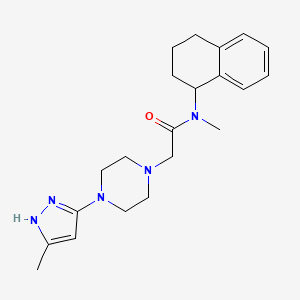 molecular formula C21H29N5O B6946516 N-methyl-2-[4-(5-methyl-1H-pyrazol-3-yl)piperazin-1-yl]-N-(1,2,3,4-tetrahydronaphthalen-1-yl)acetamide 
