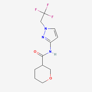 molecular formula C11H14F3N3O2 B6946607 N-[1-(2,2,2-trifluoroethyl)pyrazol-3-yl]oxane-3-carboxamide 