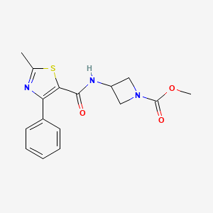 molecular formula C16H17N3O3S B6946608 Methyl 3-[(2-methyl-4-phenyl-1,3-thiazole-5-carbonyl)amino]azetidine-1-carboxylate 