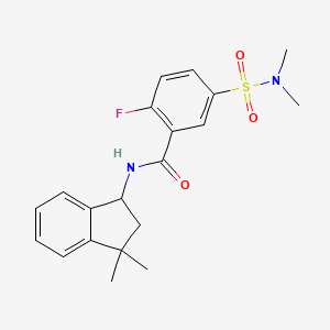 molecular formula C20H23FN2O3S B6946614 N-(3,3-dimethyl-1,2-dihydroinden-1-yl)-5-(dimethylsulfamoyl)-2-fluorobenzamide 
