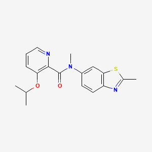 molecular formula C18H19N3O2S B6946704 N-methyl-N-(2-methyl-1,3-benzothiazol-6-yl)-3-propan-2-yloxypyridine-2-carboxamide 