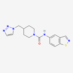 molecular formula C16H18N6OS B6946802 N-(1,2-benzothiazol-5-yl)-4-(triazol-1-ylmethyl)piperidine-1-carboxamide 
