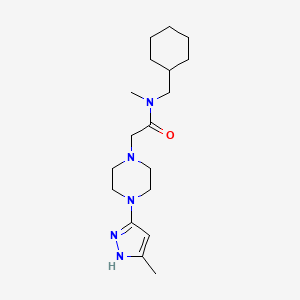 molecular formula C18H31N5O B6946809 N-(cyclohexylmethyl)-N-methyl-2-[4-(5-methyl-1H-pyrazol-3-yl)piperazin-1-yl]acetamide 
