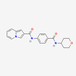 molecular formula C21H21N3O3 B6946854 N-[4-(oxan-4-ylcarbamoyl)phenyl]indolizine-2-carboxamide 