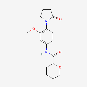 molecular formula C17H22N2O4 B6946959 N-[3-methoxy-4-(2-oxopyrrolidin-1-yl)phenyl]oxane-2-carboxamide 