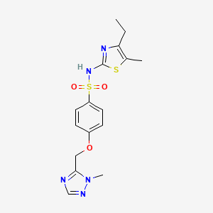 molecular formula C16H19N5O3S2 B6946962 N-(4-ethyl-5-methyl-1,3-thiazol-2-yl)-4-[(2-methyl-1,2,4-triazol-3-yl)methoxy]benzenesulfonamide 