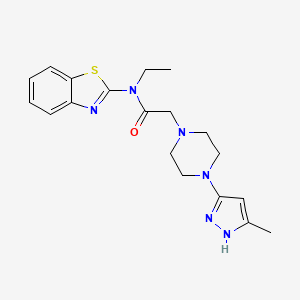 molecular formula C19H24N6OS B6946986 N-(1,3-benzothiazol-2-yl)-N-ethyl-2-[4-(5-methyl-1H-pyrazol-3-yl)piperazin-1-yl]acetamide 