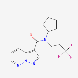 molecular formula C15H17F3N4O B6947016 N-cyclopentyl-N-(3,3,3-trifluoropropyl)pyrazolo[1,5-b]pyridazine-3-carboxamide 