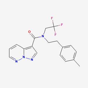 molecular formula C18H17F3N4O B6947040 N-[2-(4-methylphenyl)ethyl]-N-(2,2,2-trifluoroethyl)pyrazolo[1,5-b]pyridazine-3-carboxamide 