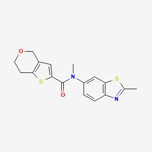 molecular formula C17H16N2O2S2 B6947057 N-methyl-N-(2-methyl-1,3-benzothiazol-6-yl)-6,7-dihydro-4H-thieno[3,2-c]pyran-2-carboxamide 