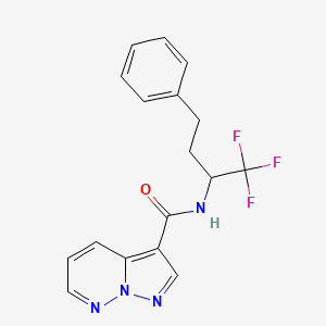 molecular formula C17H15F3N4O B6947080 N-(1,1,1-trifluoro-4-phenylbutan-2-yl)pyrazolo[1,5-b]pyridazine-3-carboxamide 