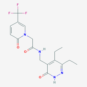 molecular formula C17H19F3N4O3 B6947110 N-[(3,4-diethyl-6-oxo-1H-pyridazin-5-yl)methyl]-2-[2-oxo-5-(trifluoromethyl)pyridin-1-yl]acetamide 