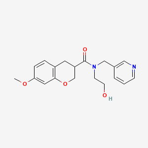molecular formula C19H22N2O4 B6947129 N-(2-hydroxyethyl)-7-methoxy-N-(pyridin-3-ylmethyl)-3,4-dihydro-2H-chromene-3-carboxamide 