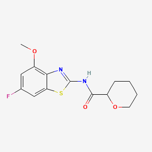 molecular formula C14H15FN2O3S B6947153 N-(6-fluoro-4-methoxy-1,3-benzothiazol-2-yl)oxane-2-carboxamide 