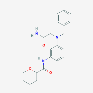 molecular formula C21H25N3O3 B6947170 N-[3-[(2-amino-2-oxoethyl)-benzylamino]phenyl]oxane-2-carboxamide 