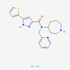 molecular formula C20H24ClN5OS B6947185 N-(azepan-4-yl)-N-(pyridin-2-ylmethyl)-5-thiophen-2-yl-1H-pyrazole-3-carboxamide;hydrochloride 