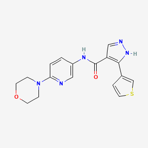 molecular formula C17H17N5O2S B6947256 N-(6-morpholin-4-ylpyridin-3-yl)-5-thiophen-3-yl-1H-pyrazole-4-carboxamide 