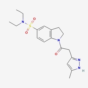 molecular formula C18H24N4O3S B6947365 N,N-diethyl-1-[2-(5-methyl-1H-pyrazol-3-yl)acetyl]-2,3-dihydroindole-5-sulfonamide 