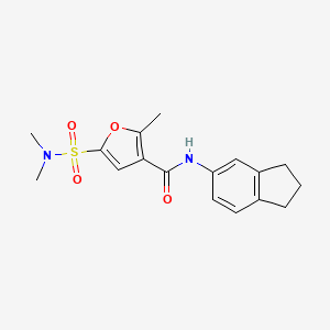 molecular formula C17H20N2O4S B6947511 N-(2,3-dihydro-1H-inden-5-yl)-5-(dimethylsulfamoyl)-2-methylfuran-3-carboxamide 