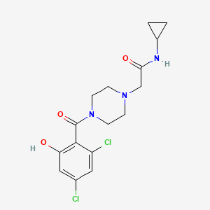 molecular formula C16H19Cl2N3O3 B6947544 N-cyclopropyl-2-[4-(2,4-dichloro-6-hydroxybenzoyl)piperazin-1-yl]acetamide 