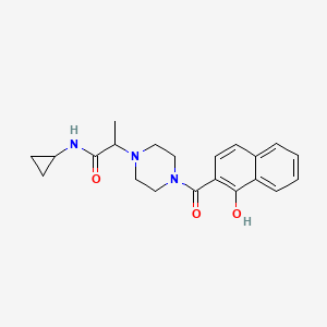 molecular formula C21H25N3O3 B6947553 N-cyclopropyl-2-[4-(1-hydroxynaphthalene-2-carbonyl)piperazin-1-yl]propanamide 