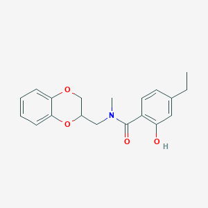 molecular formula C19H21NO4 B6947604 N-(2,3-dihydro-1,4-benzodioxin-3-ylmethyl)-4-ethyl-2-hydroxy-N-methylbenzamide 