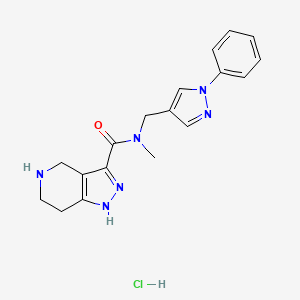 molecular formula C18H21ClN6O B6947615 N-methyl-N-[(1-phenylpyrazol-4-yl)methyl]-4,5,6,7-tetrahydro-1H-pyrazolo[4,3-c]pyridine-3-carboxamide;hydrochloride 