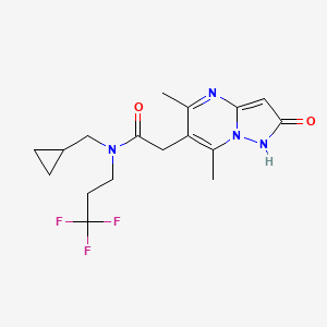 molecular formula C17H21F3N4O2 B6947697 N-(cyclopropylmethyl)-2-(5,7-dimethyl-2-oxo-1H-pyrazolo[1,5-a]pyrimidin-6-yl)-N-(3,3,3-trifluoropropyl)acetamide 