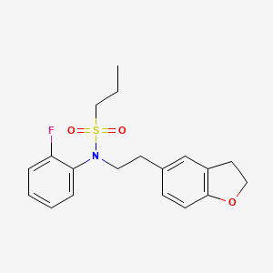 molecular formula C19H22FNO3S B6947716 N-[2-(2,3-dihydro-1-benzofuran-5-yl)ethyl]-N-(2-fluorophenyl)propane-1-sulfonamide 
