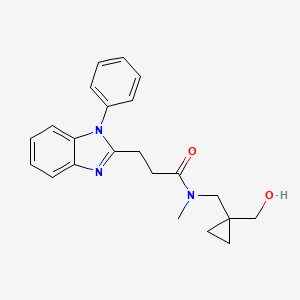 molecular formula C22H25N3O2 B6947755 N-[[1-(hydroxymethyl)cyclopropyl]methyl]-N-methyl-3-(1-phenylbenzimidazol-2-yl)propanamide 