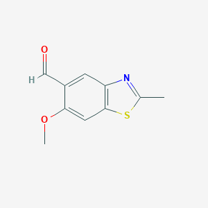 molecular formula C10H9NO2S B069479 5-Benzothiazolecarboxaldehyde,6-methoxy-2-methyl-(9CI) CAS No. 163257-32-7