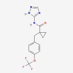 molecular formula C14H13F3N4O2 B6947920 N-(1H-1,2,4-triazol-5-yl)-1-[[4-(trifluoromethoxy)phenyl]methyl]cyclopropane-1-carboxamide 
